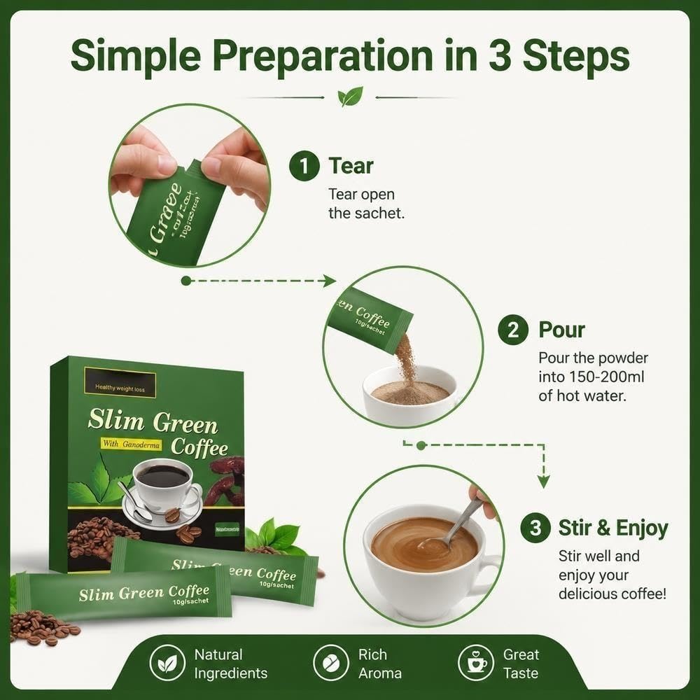 Miscela funzionale probiotica for la salute dell'intestino al caffè verde | Caffè istantaneo benessere a basso jitter vegano senza glutine(2pcs)