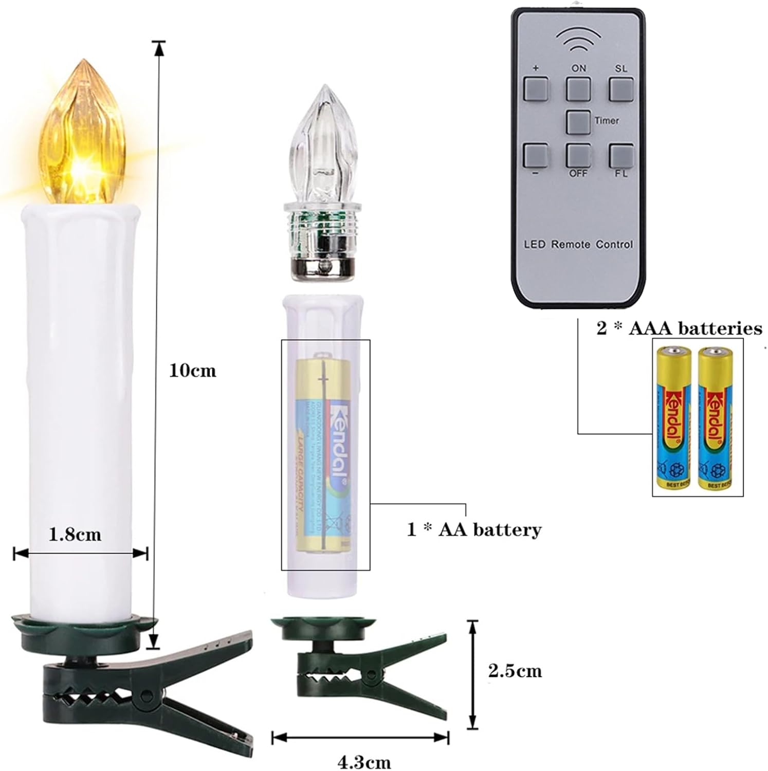 Remote Control Flameless Candles with Timer & Clip-On Design - Battery Operated LED Tea Lights for Christmas Tree, Home Decor, Parties (Set of 10)