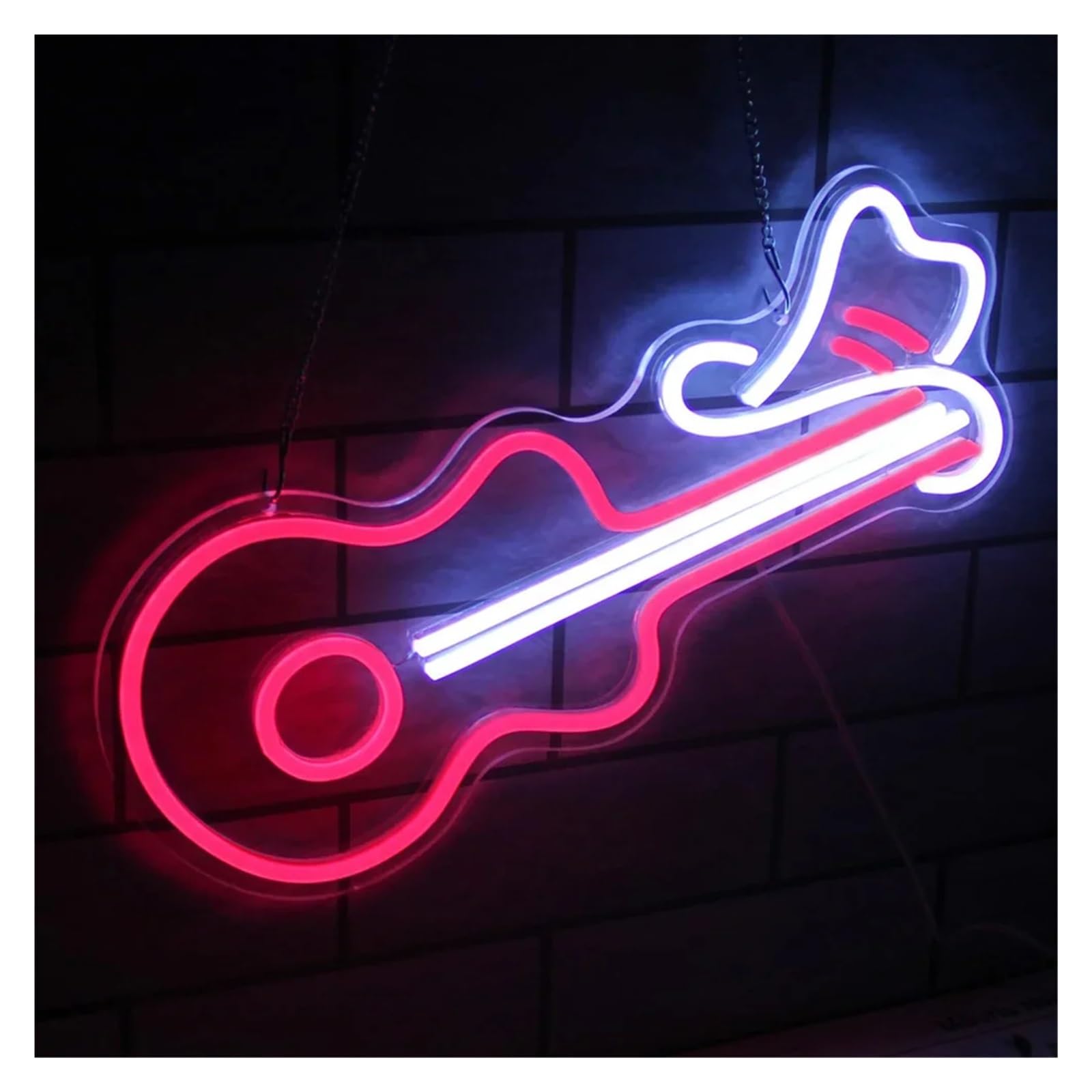 Lemst One Color Signs Lamp Guitar Music Neon Signs Usb Powered, Adjustable Brightness Cowboy Hat Neon Lights Suitable For Bedroom Decor 23.3Cmx40cm