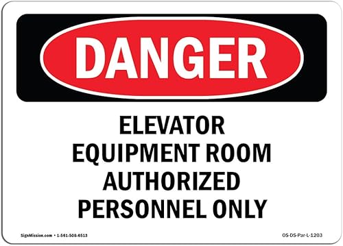 OSHA - Letrero de peligro  Sala de equipos de ascensor  Calcomanía de etiqueta de vinilo  Protege tu negocio, sitio de construcción, almacén y área