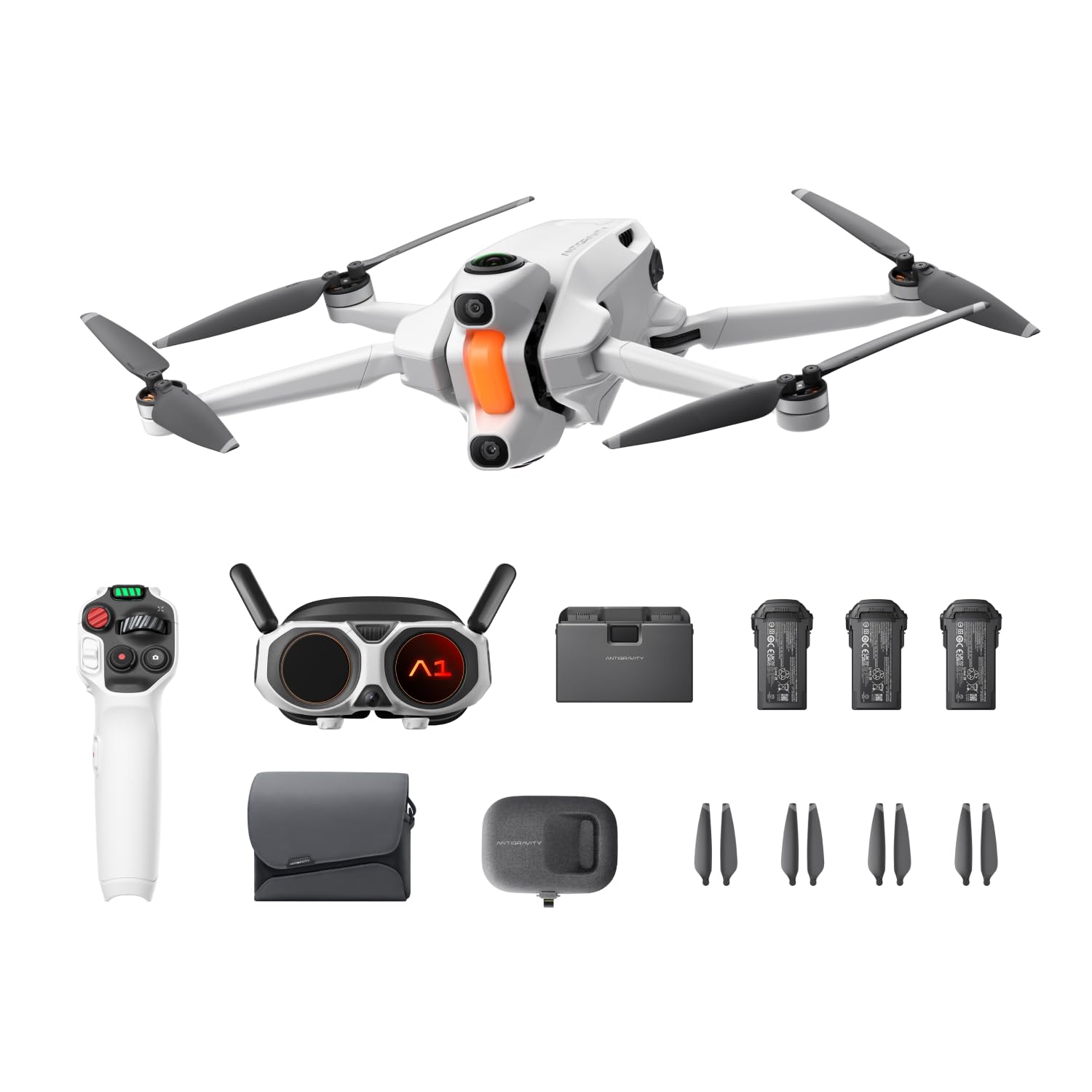 Antigravity A1 Pack Explorer (3 batterie) – Drone 360 8K immersivo, Punta e vola, anticollisione, 249 g e pieghevole, Deep Track, ritorno automatico, fino a 10 km, editing automatico