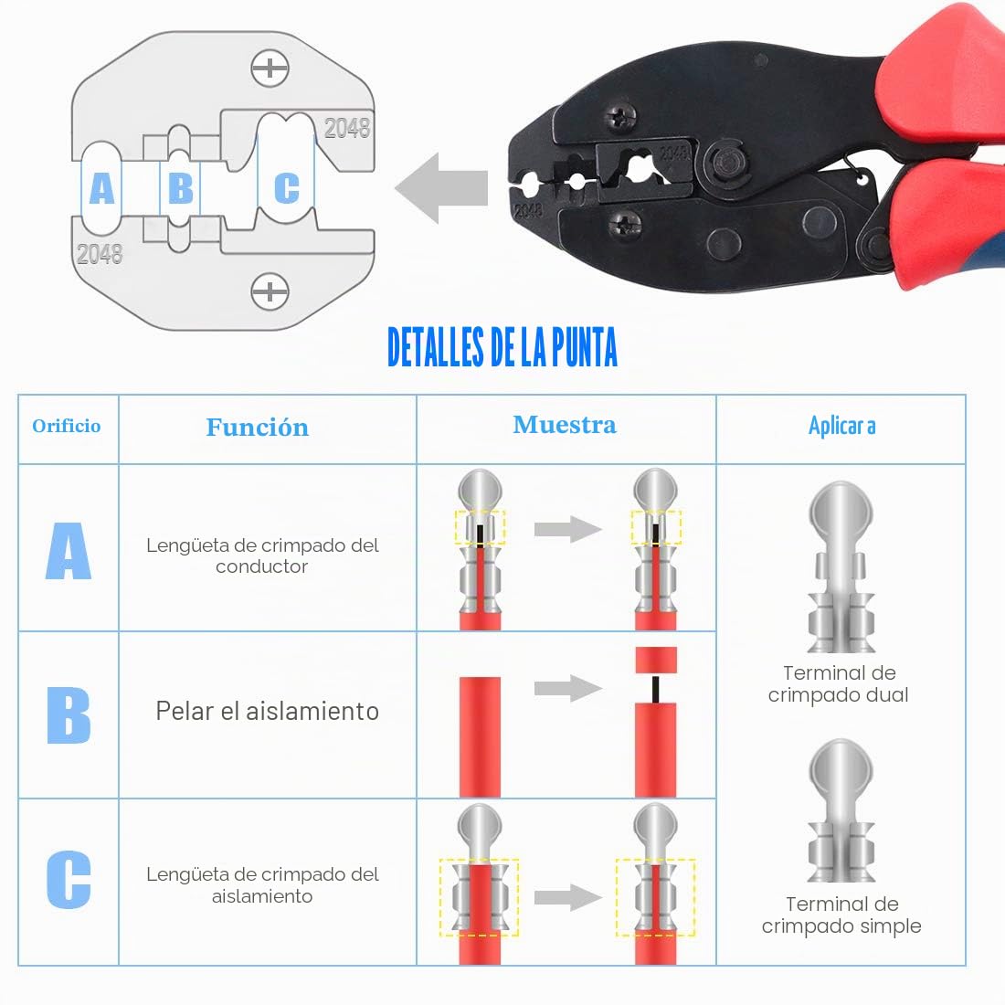 Glarks Juego de 25 piezas de crimpadora de alambre de bujía de trinquete y terminales de bobina de bujía de 180 grados/90 grados/rectos, para engarzar y pelar cables de encendido de bujía