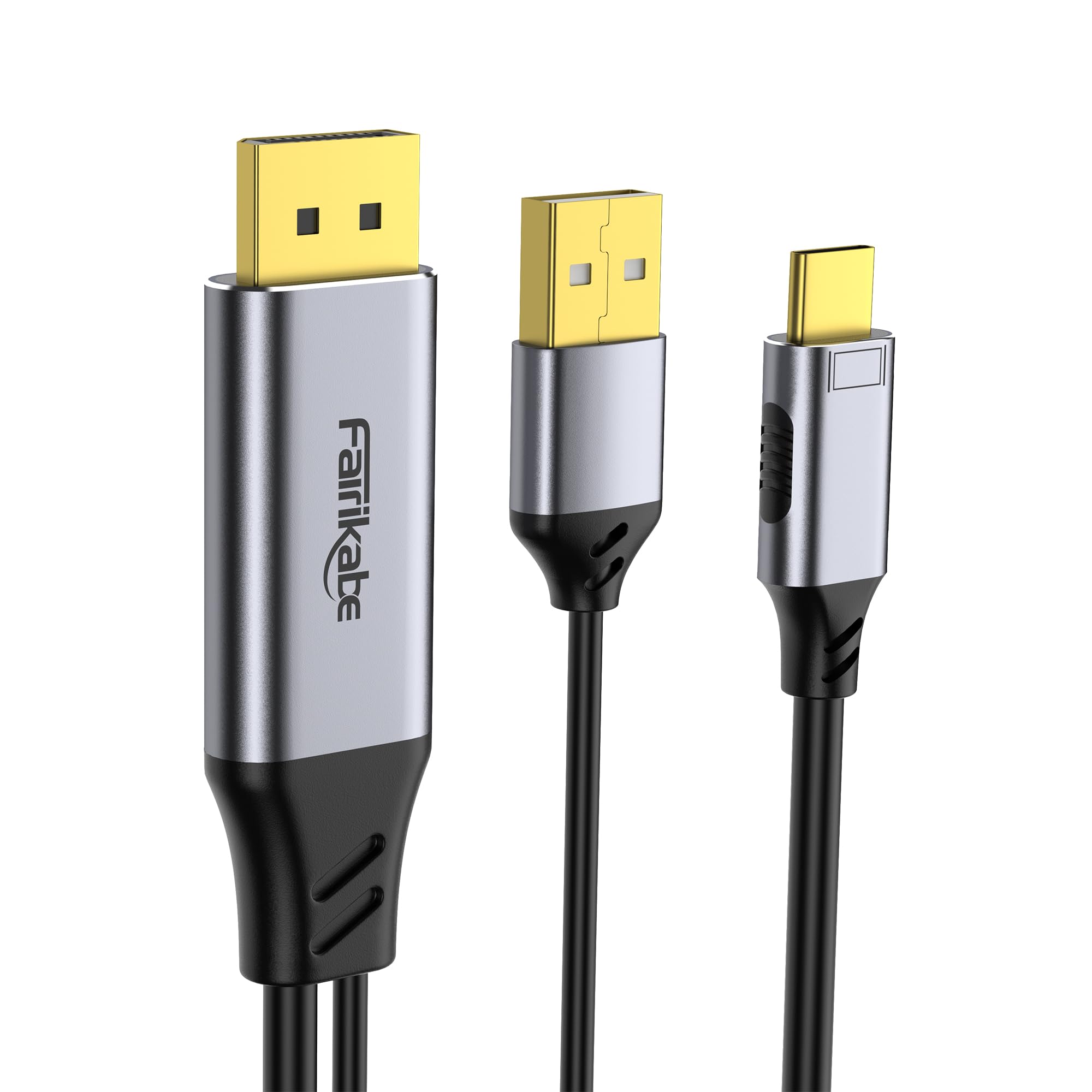 Fairikabe 6.6フィート DisplayPort - USB Cケーブル DP 1.2オス-Type-Cオス 4K@60Hz HDR MacBook Pro/Air、iMac、ポータブルモニター、USB-Cディスプレイモニターに対応