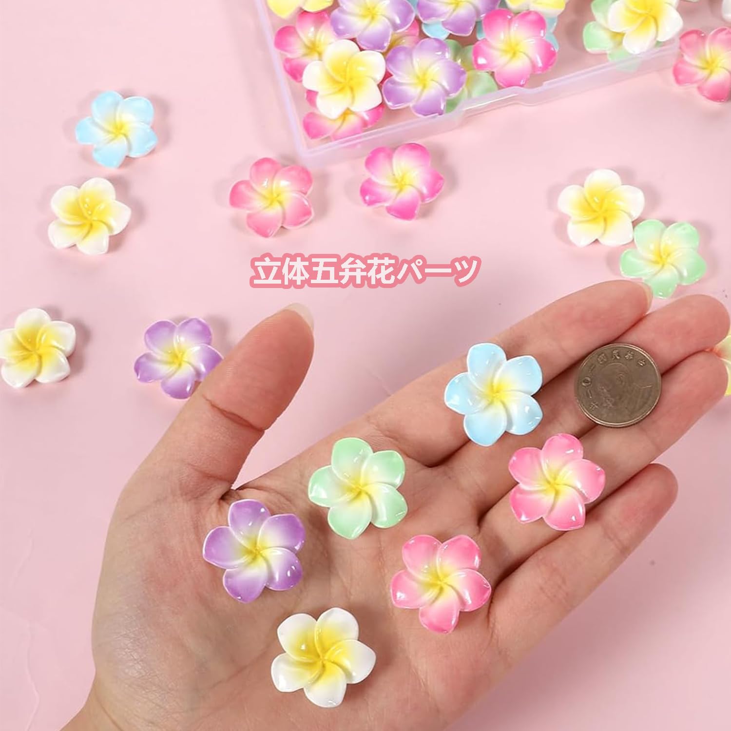 Amazon.co.jp: Coehaopike 50個入り 7色 レジン プルメリア 花