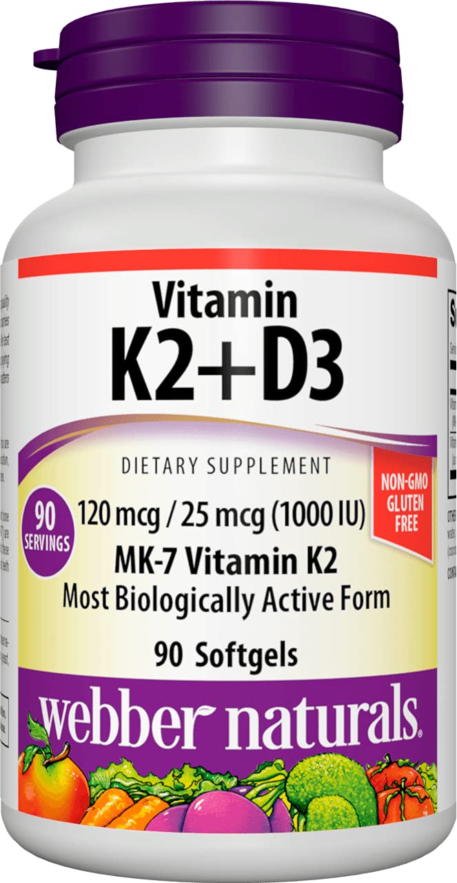 Buy ber Naturals K2 MK7 (120 mcg) with D3 (1,000 IU), 90 Softgels