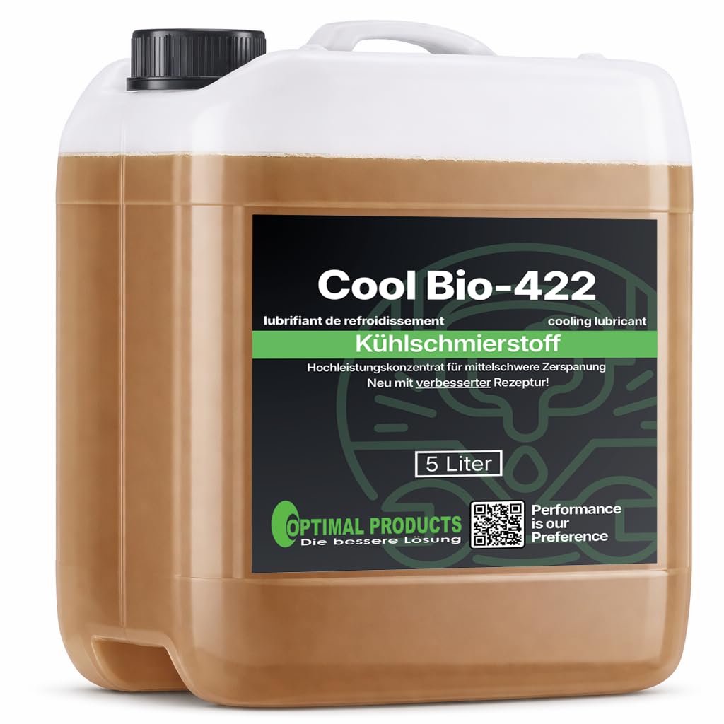 Optimal Products Kühlschmierstoff Cool Bio-422 5L - Wassermischbares Hochleistungs Kühlschmiermittel mit gutem Korrosionsschutz, Bohröl Schneidöl Metall
