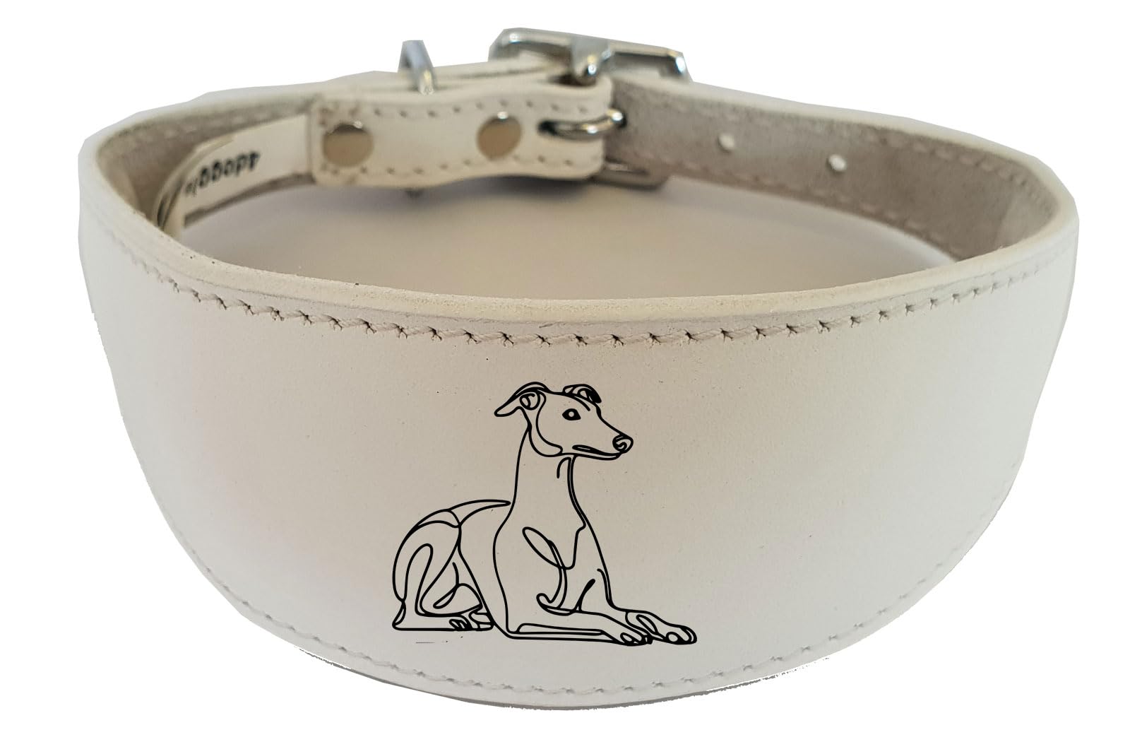 Sighthound Collar, Luxury Padded Leather, Handmade, for Greyhound and Whippet NL32