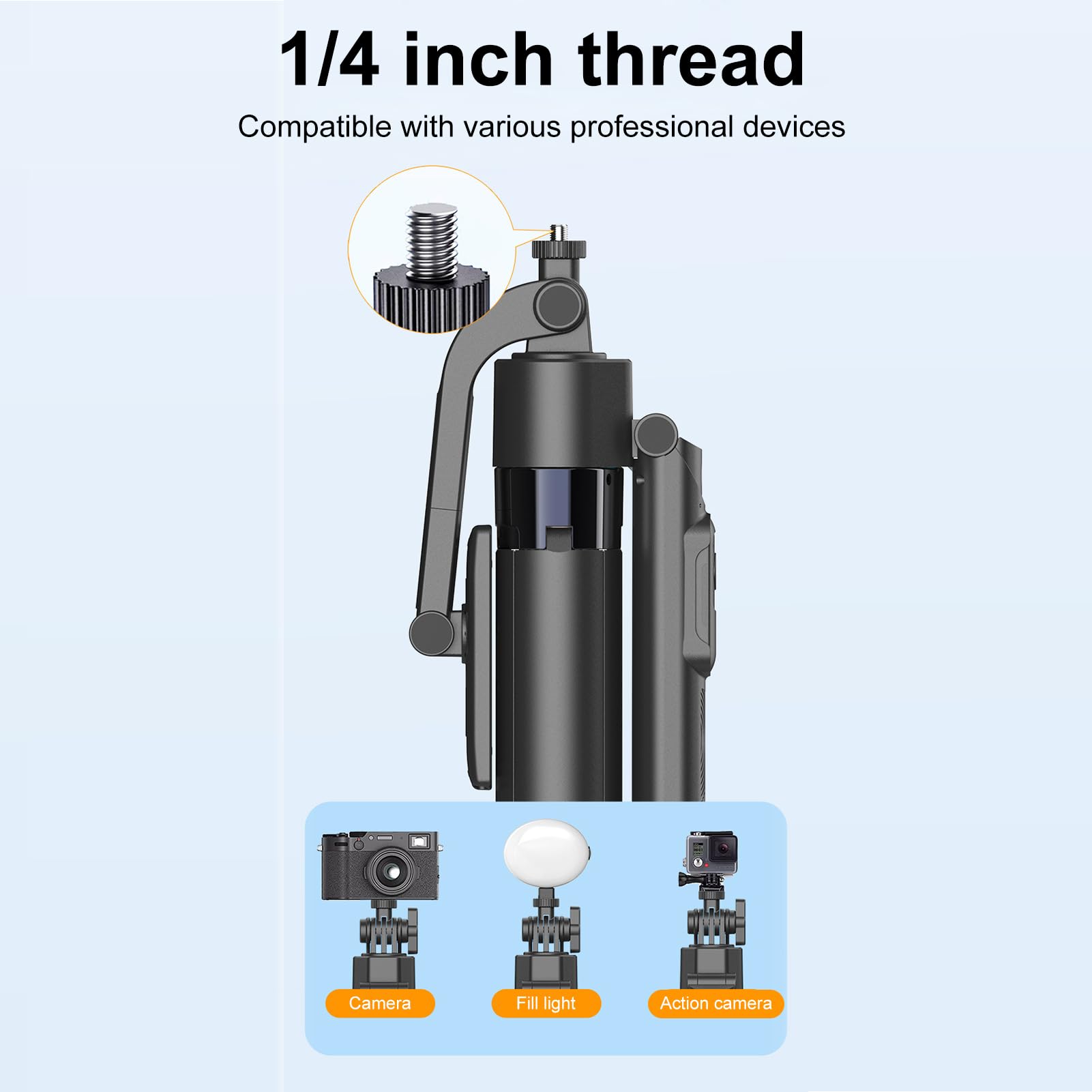 175 Cm Automatico Volto Rilevamento Treppiede con 2 Luci (Negro) | Asta Selfie con Rotazione di 360° e Telecomando, Filettatura da 1/4 Pollici per Smartphone, Action Camera