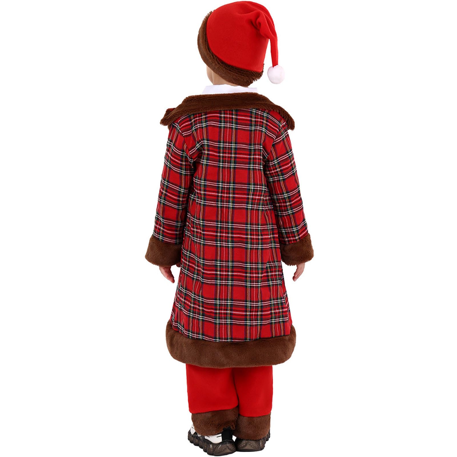 Weihnachtskostüm für Kleinkinder Cosplay Party Set mit Weste Mantel Hut – 4-teiliges Outfit festliches Karnevalsensemble bezauberndes Weihnachtsmann-Outfit für Feiertagsbekleidung Fotoshooting