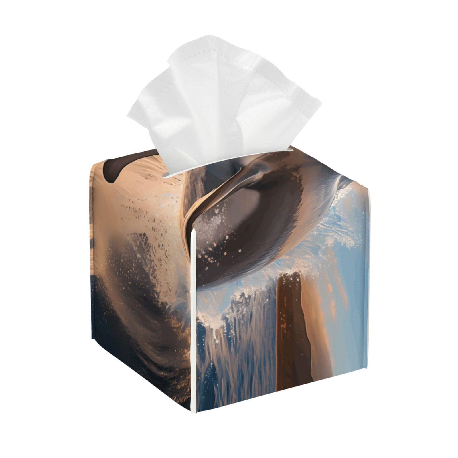 Jumping Dolphin Printed Tissue Box, Square Storage Box, Suitable for Kitchen, Office, Camping and car