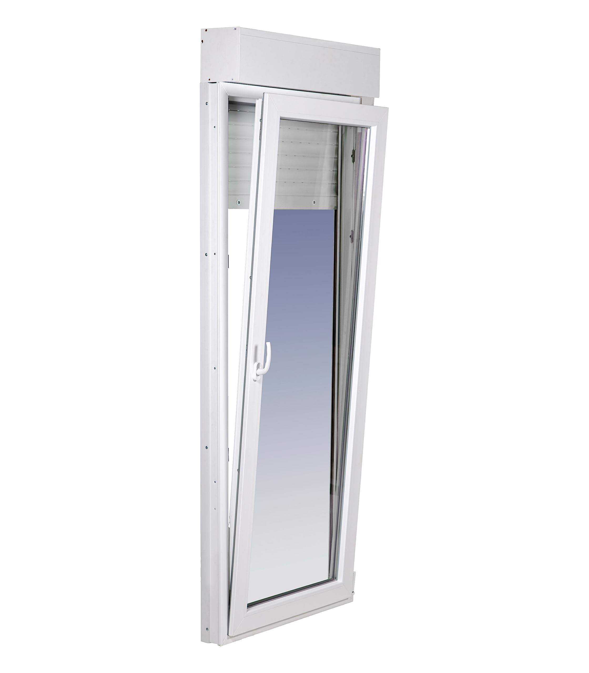 Ventanastock Puerta Balconera PVC 800x2185 Practicable Oscilobatiente 1 hoja apertura Derecha con persiana PVC