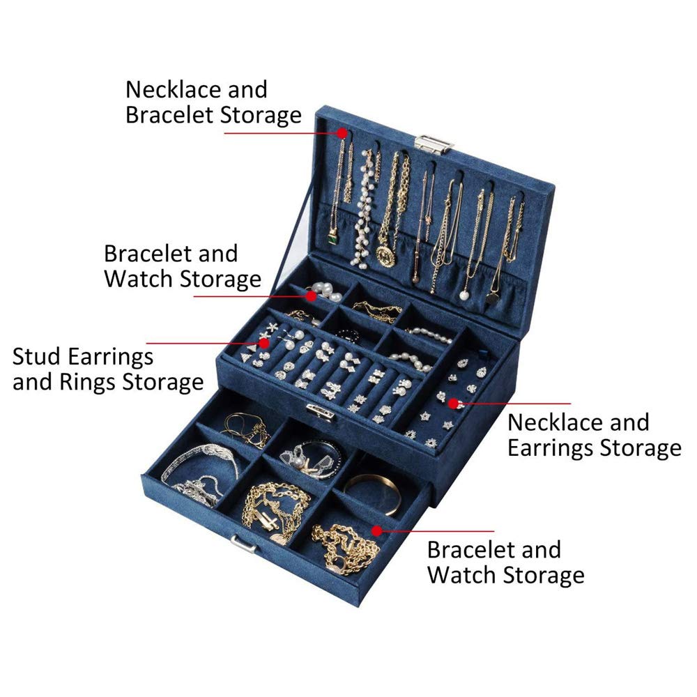 Amazon｜AchNau 2層スエードレザージュエリーボックスオーガナイザー