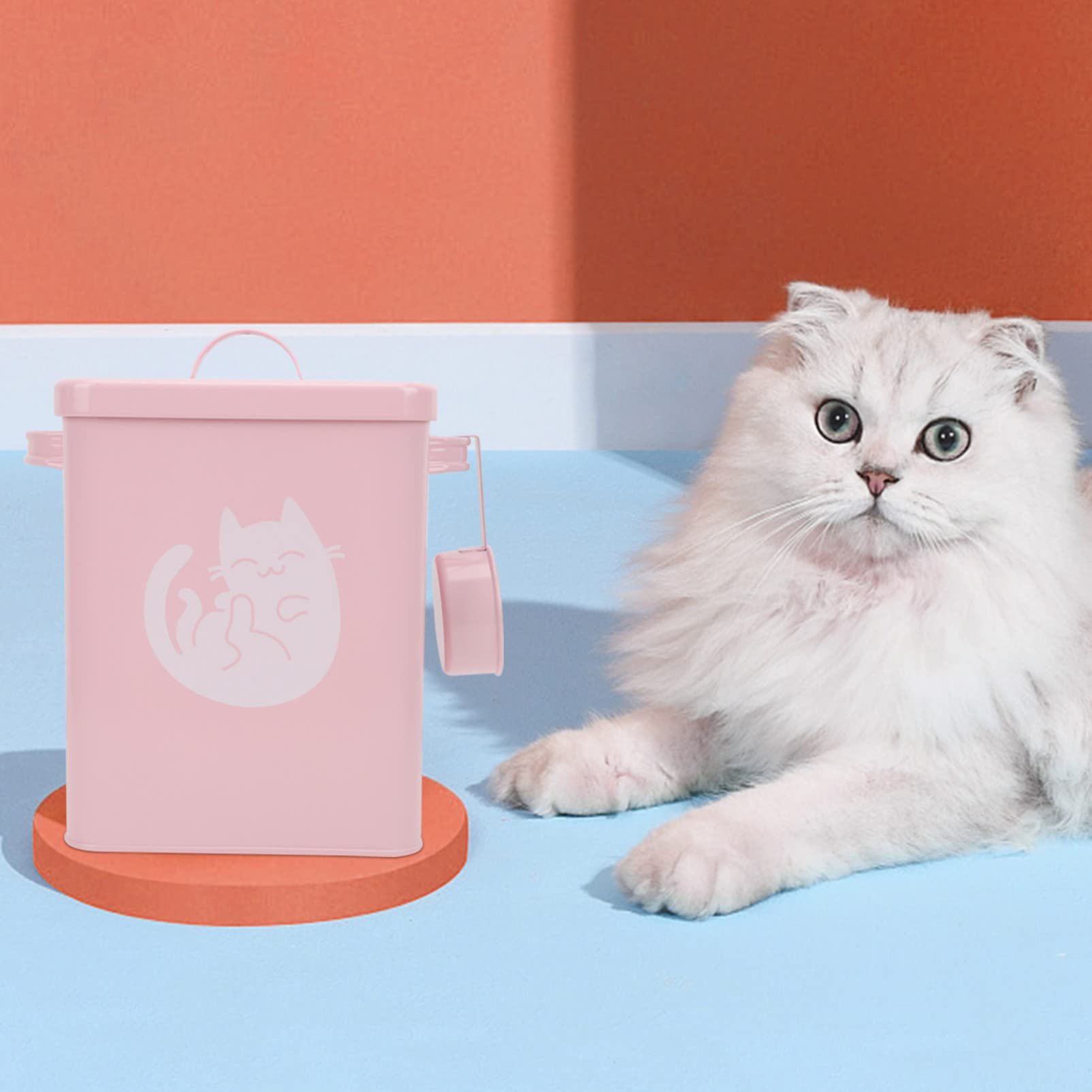 Happyyami 2juegos Contenedor De Almacenamiento De Comida Para Gatos y Caja Para Alimentos Diseño Cubierto y Resistente Para Cocina y Familiar