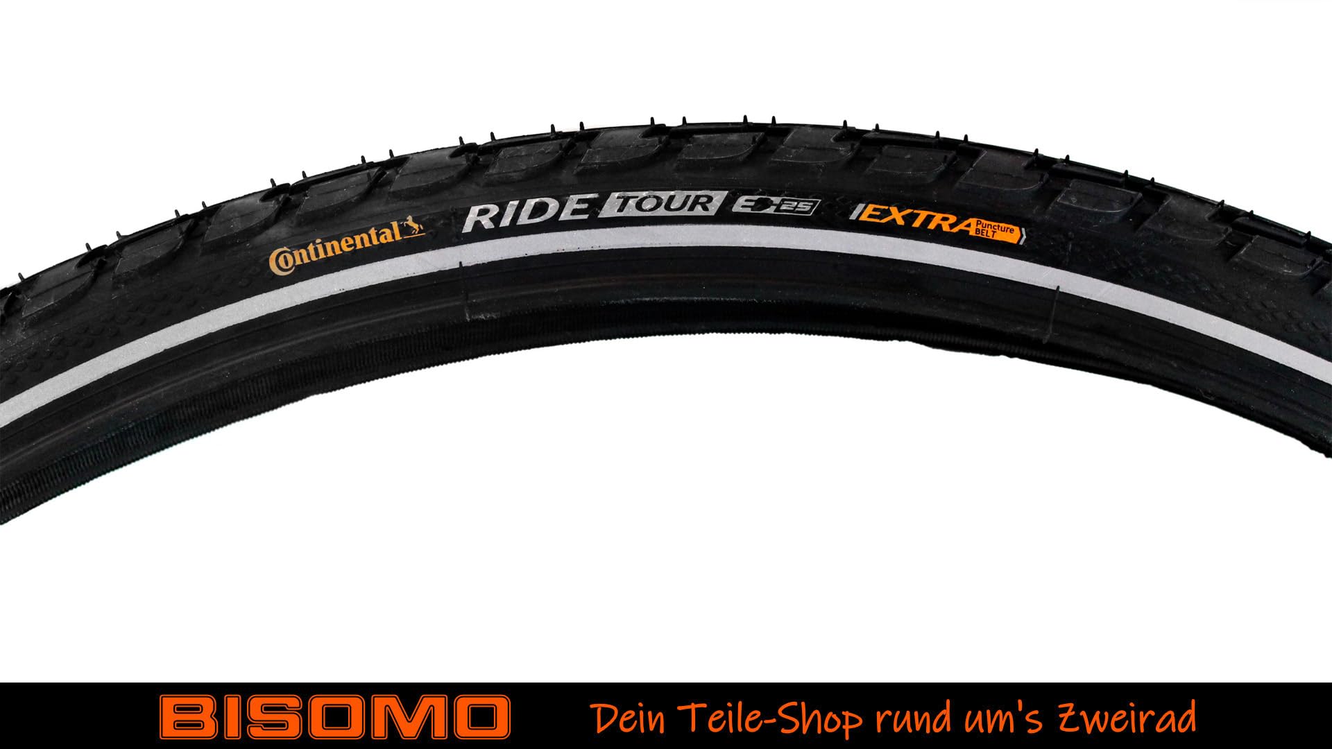 2X Fahrrad Reifen Continental Ride Tour 1,75 x 26 Zoll, Extra Pannenschutz, Drahtreifen, Reflexstreifen, schwarz, 47-559, E-Bike bis 25km/h