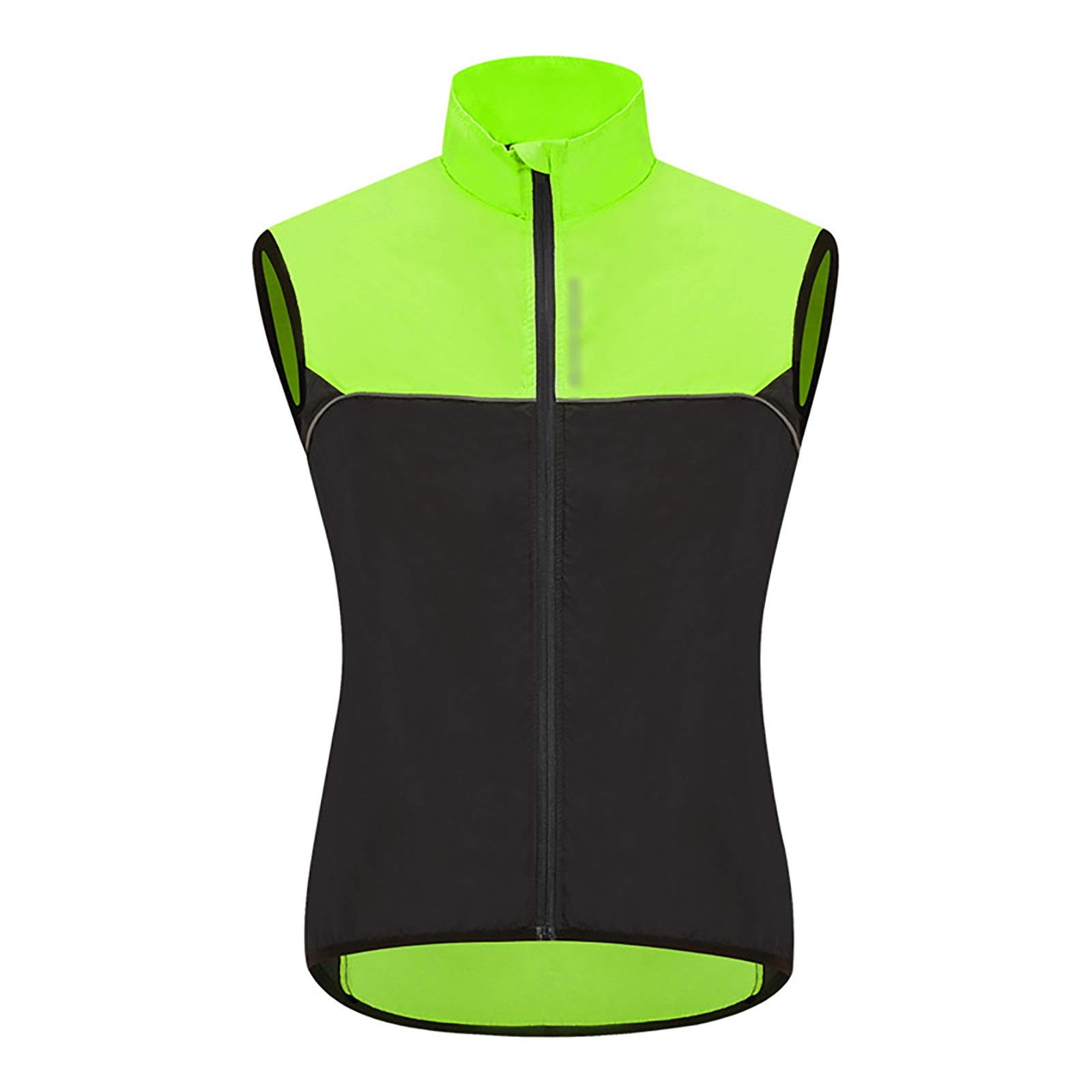 Hombres Chaleco Ciclismo Sin Mangas Antiviento Alta Visibilidad Impermeable Chaleco Bicicleta Con Tira Reflectante (Color : Black, Size : Large)