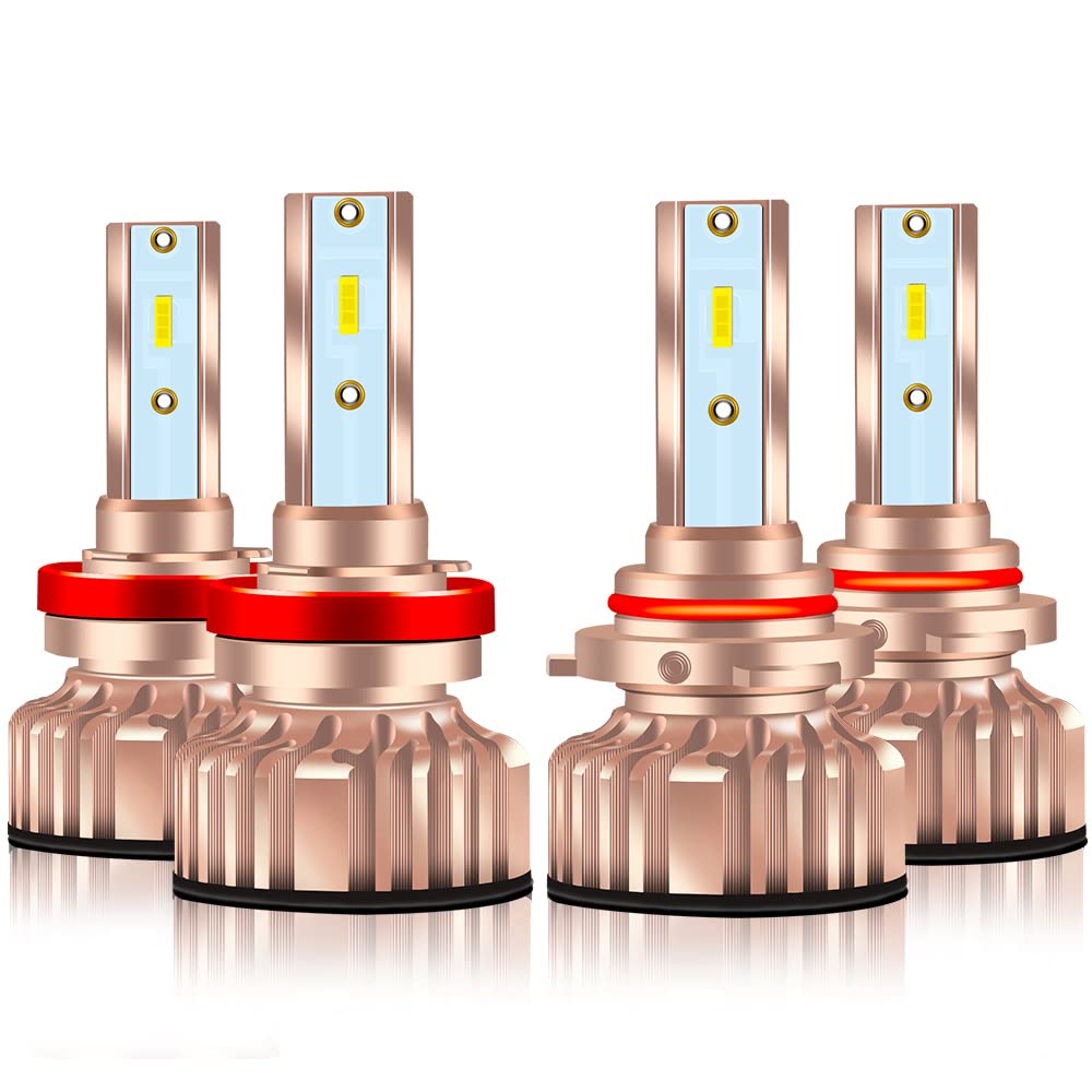 Żarówka LED Xenon White 85 W 6000 K Przednie reflektory samochodowe Żarówka halogenowa Zamiennik Zestaw do konwersji świateł mijania/świateł drogowych (2 szt. H8 H11 + 2 szt. 9005 HB3)