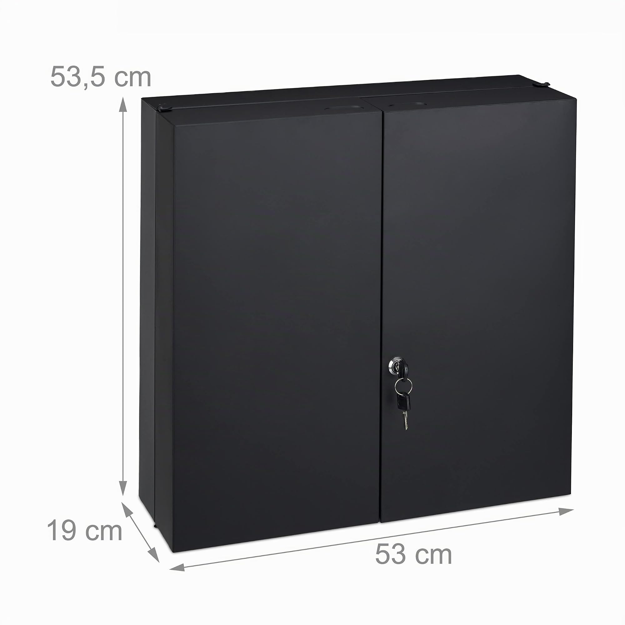 Relaxdays Armoire à Pharmacie XXL, verrouillable, 11 Niveaux, Acier, HLP: 53,5x53x19 cm, Armoire 2 Portes, Anthracite