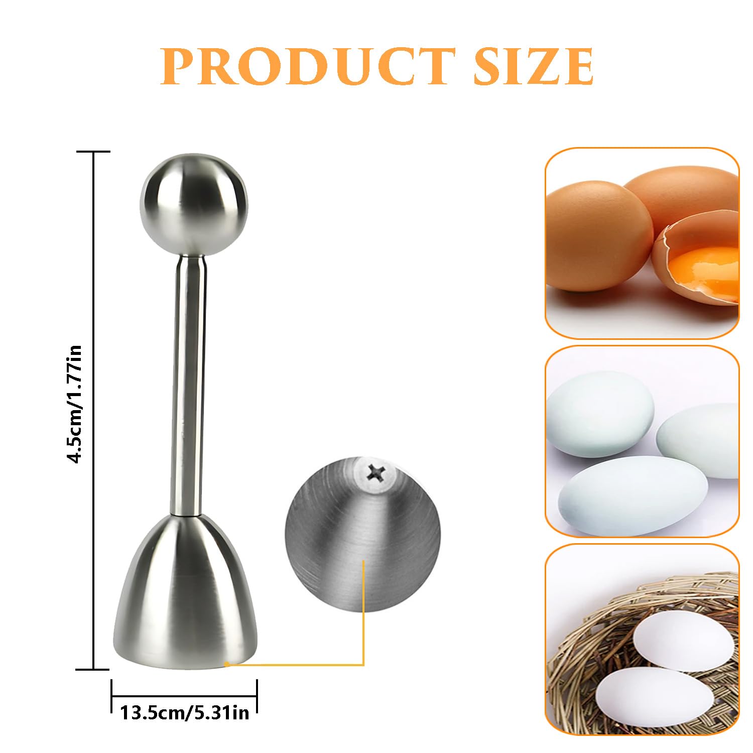 2 Rompi Uova In Acciaio Inox 304 – Cracker Manuale Per Uova Sode E Crude, French Style + Doppia Testa