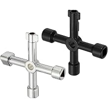 PATIKIL 4 in 1 Universal Utility Key 2 Pack Zinc Alloy Black Silver A B