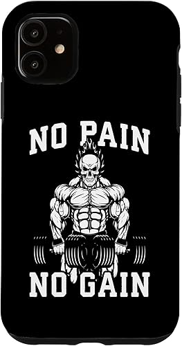 Funda motivacional para iPhone 11, sin dolor, sin ganancia, culturismo, sentadillas, gimnasio, entrenamiento Funda motivacional para iPhone 11, sin dolor, sin ganancia, culturismo, sentadillas, gimnasio, entrenamiento