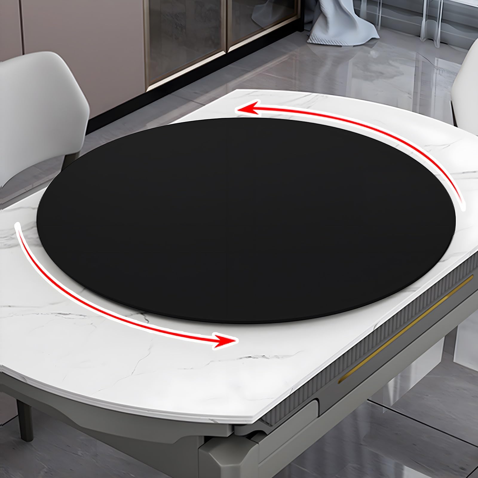 16-34inch Bamboo Wood Lazy Susan Round Rotating Turntable Organizer, for Cabinet, Countertop, Pantry or Table, 360 ° Smooth Spin Wooden Charcuterie Board, Silent Countertop Pantry Storage(Black,88cm/3