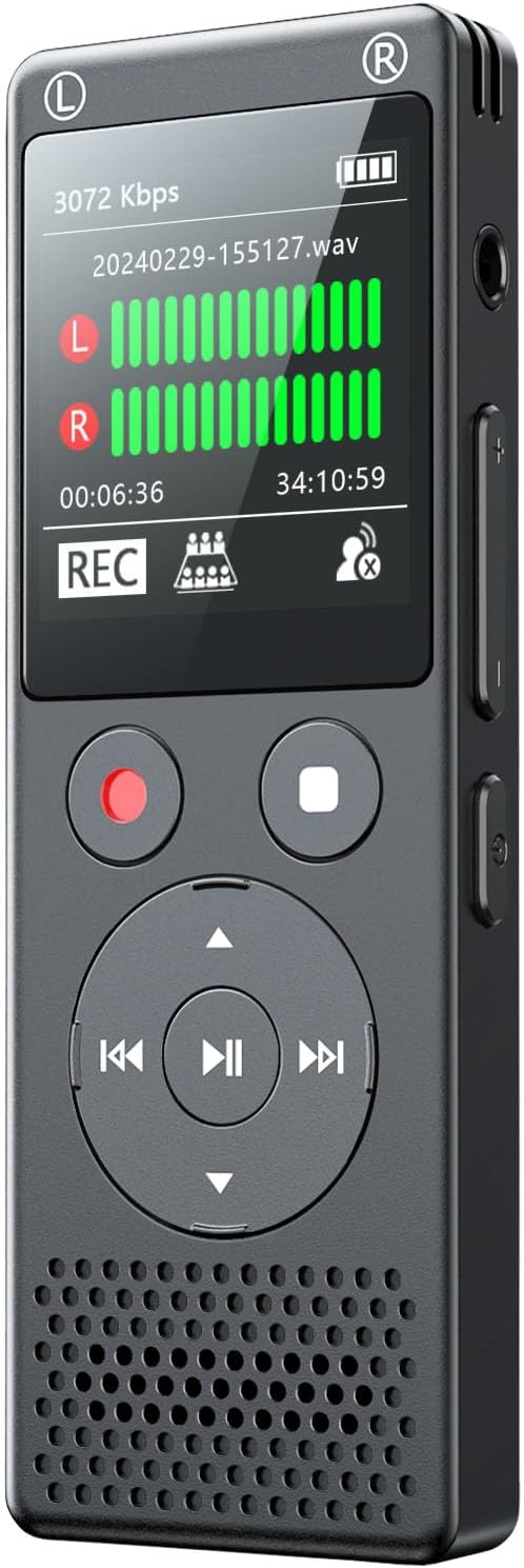 64GB Digital Voice Recorder Fillman Voice Activated Recorder 3072 Kbps HD Audio Recorder Noise Reduction Voice Recorder with Playback for Meeting,Lecture,Class 64GB Digital Voice Recorder Fillman Voice Activated Recorder 3072 Kbps HD Audio Recorder Noise Reduction Voice Recorder with Playback for Meeting,Lecture,Class