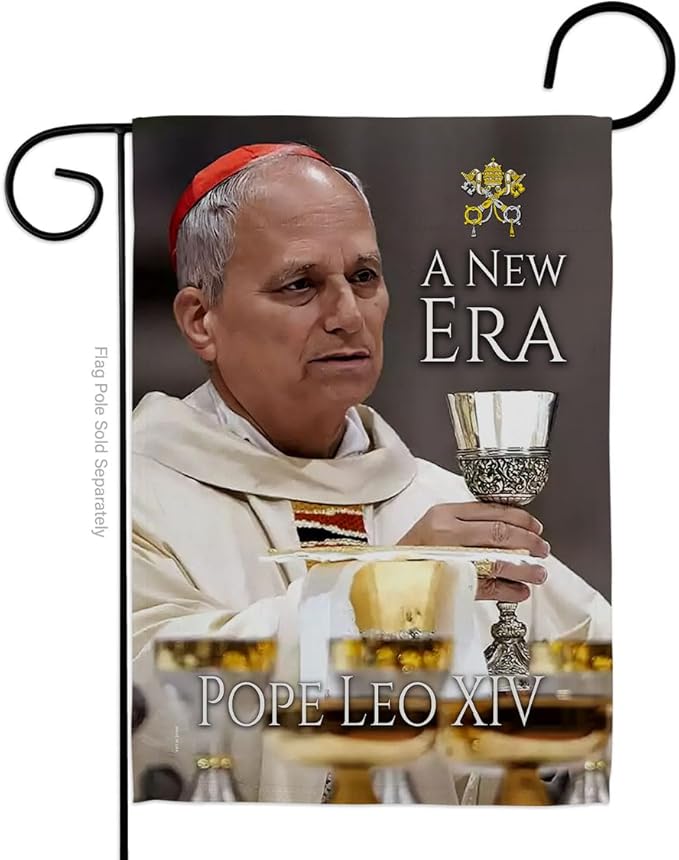 Flag Picture Prints Vatican Memorabilia Tapestry Catholic Wall Art Canvas Poster Grave Decorations for Cemetery Yard Sign American Papal Door Garden Decor Religious Gifts