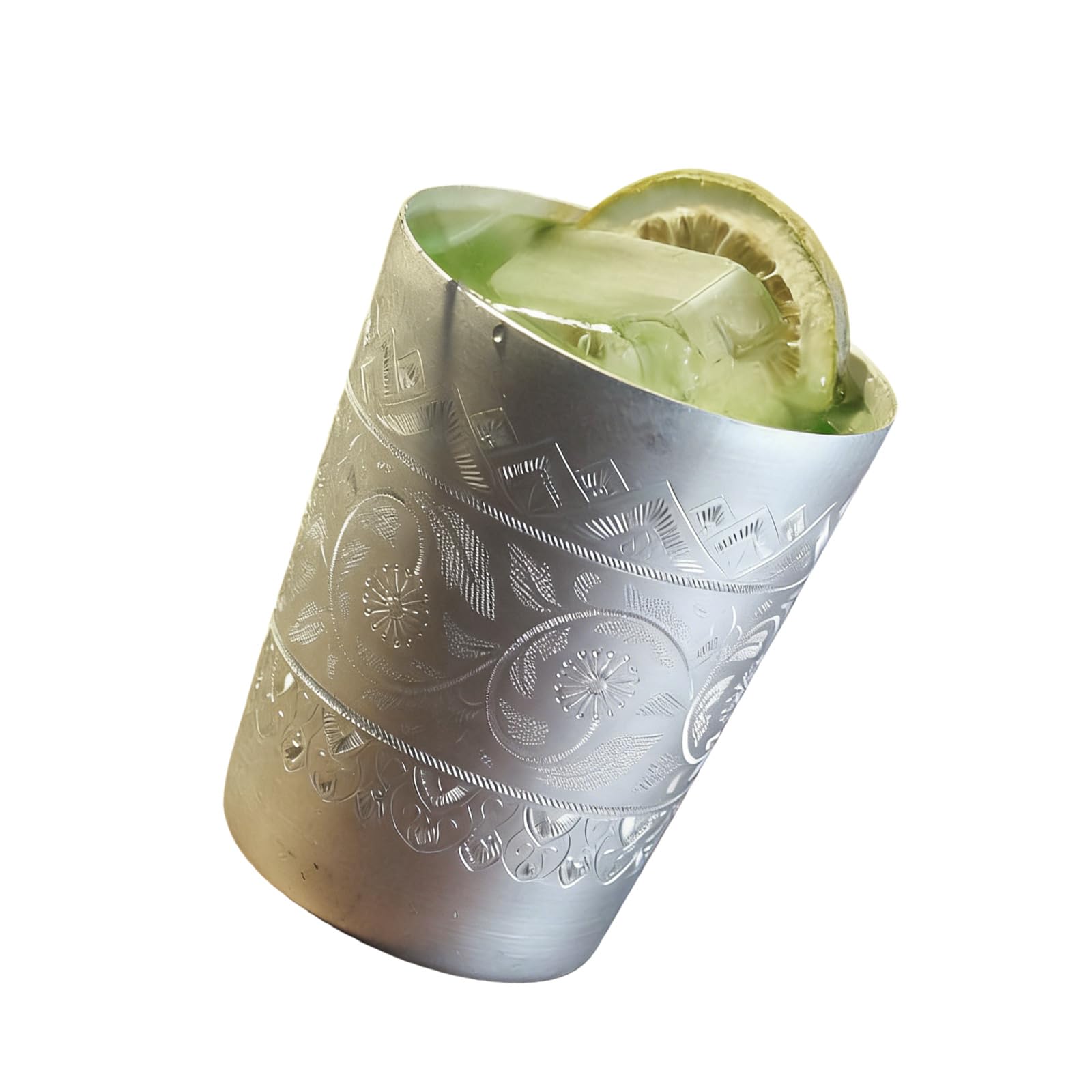 Xinsheinelry Unique Hand Engraved Moscow Design Tin Cup Handcrafted Metal Perfect for Cocktails and Collectors Portable Drink