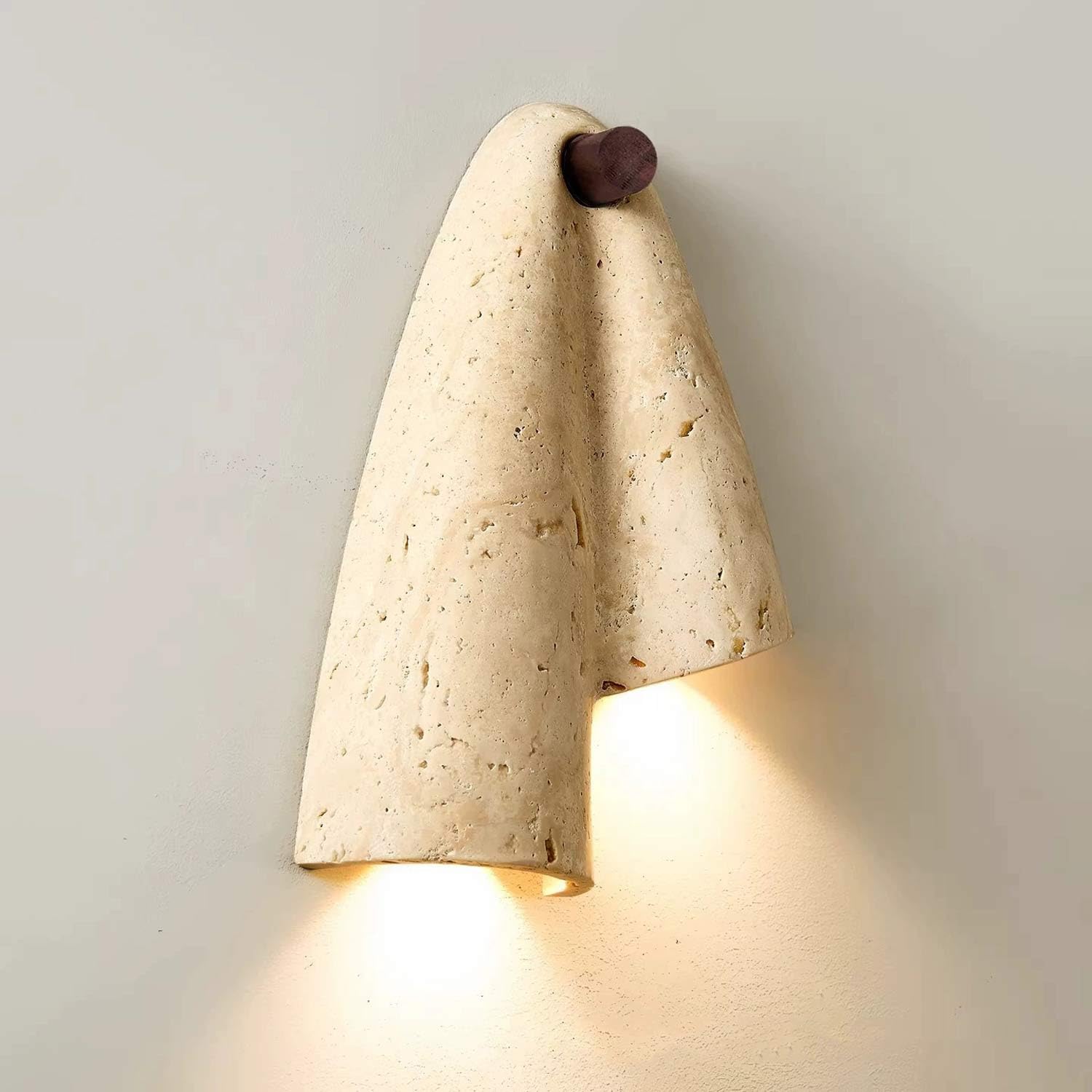 USMJQVZ Natural Yellow Cave Stone Wall Sconce Wabi-Sabi Yellow Travertine Wall Light Fixture Hardwired Indoor Lamp Modern Stone Sconce Bedroom Foyer Entryway Stair