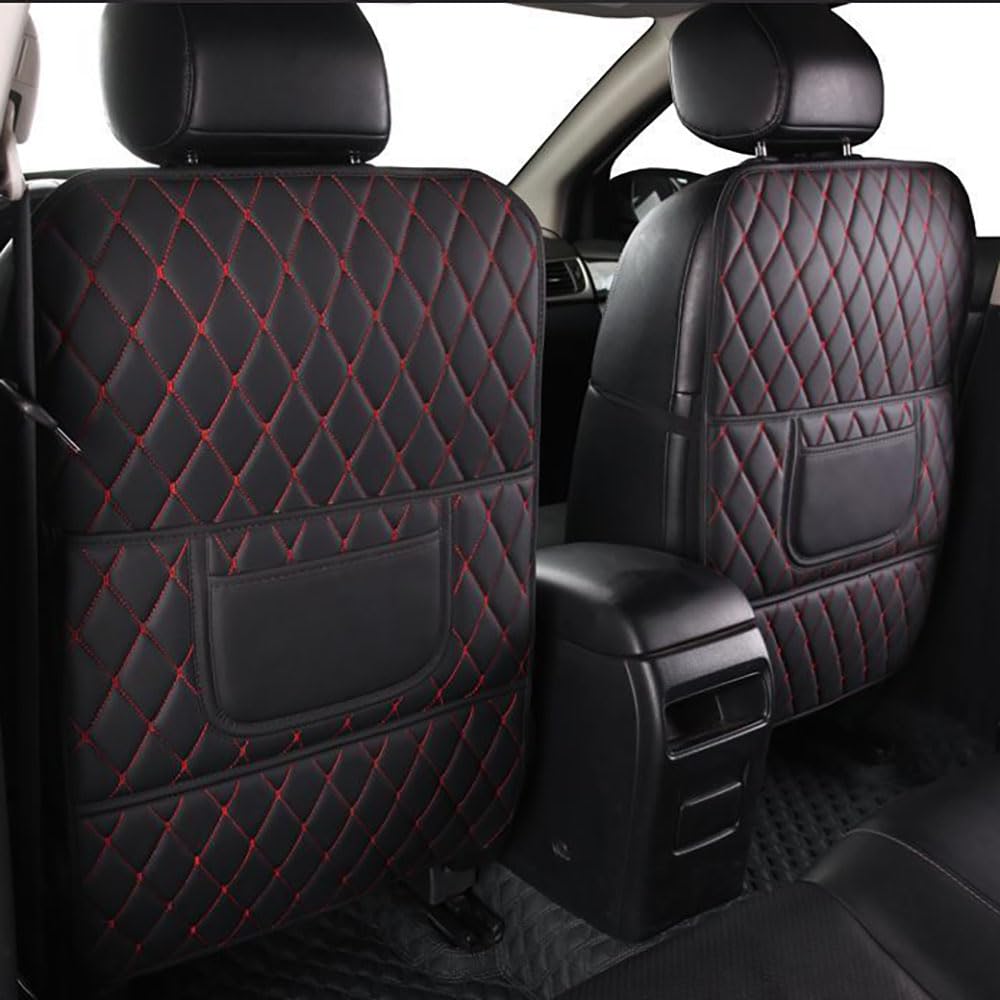 Bqieai 2PCS Car PU Leather Seat Back Anti Kick Pad, for K-ia NIRO Sportage Sorento Borrego EV6 Stinger Morning Front backrest Waterproof Anti-dirty Protector Interior Accessories