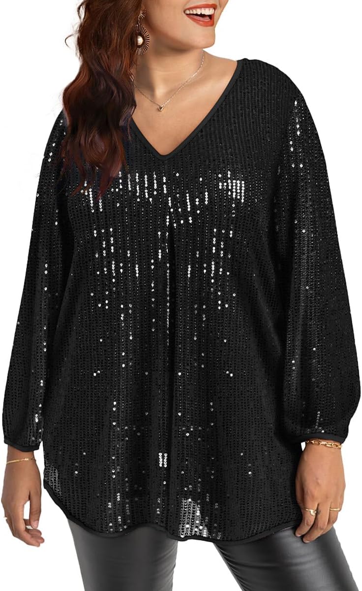 RITERA Plus Size Tunic Tops for Women Long Sleeve Shirts Pleated Front Casual V Neck Flowy Blouse Fall Winter 14W 28W Xl-5Xl