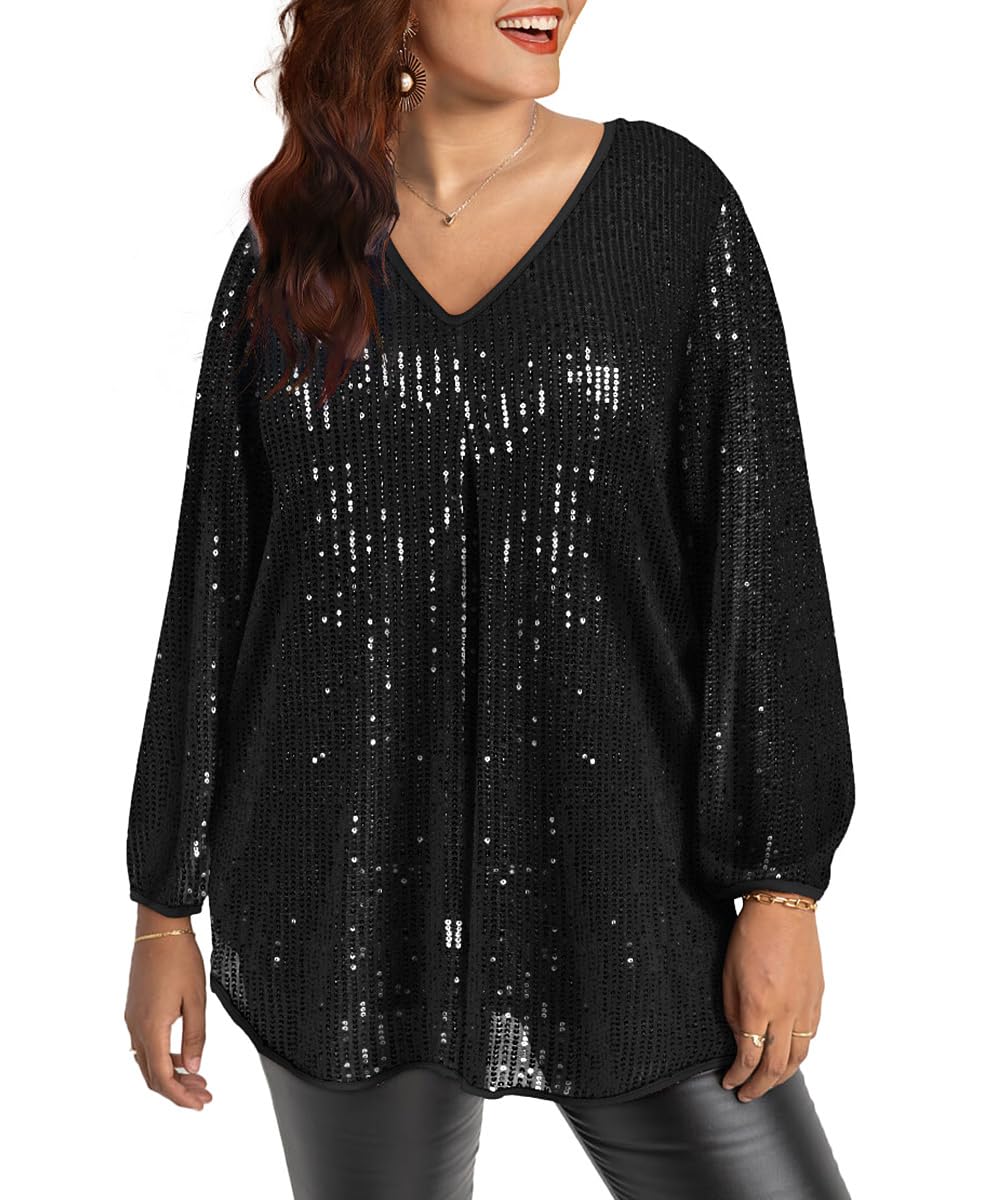 RITERA Plus Size Tunic Tops for Women Long Sleeve Shirts Pleated Front Casual V Neck Flowy Blouse Fall Winter 14W 28W Xl-5Xl