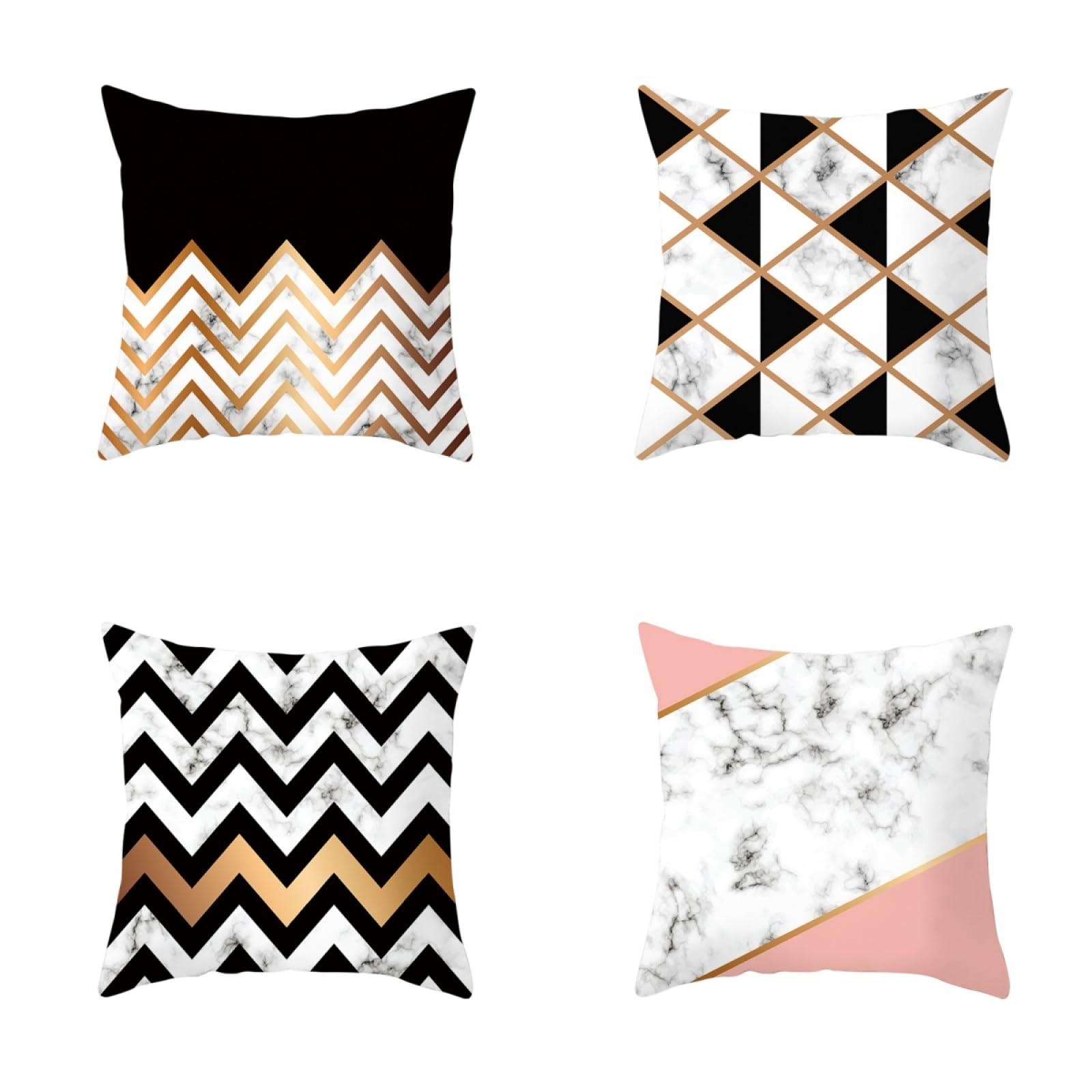 Cushion Covers Elegant Black Pink Pillow Cases 4 Pack Sofa Cushions 40x40cm