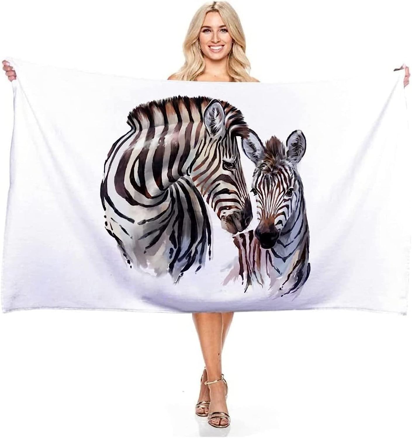 Telo Mare, Compatto E Leggero, Asciugatura Rapida, Ultra Assorbente, Per Spiaggia, Viaggi, Campeggio, Piscina, Asciugamano Spiaggia 3D, Zebra Animale 200 X 200 Cm -0Z3I-Z1Y