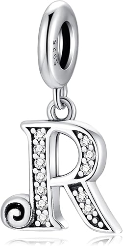 Pendentif Lettre Initial R en Argent fin 925 et Oxyde de Zircon, Charme Convient