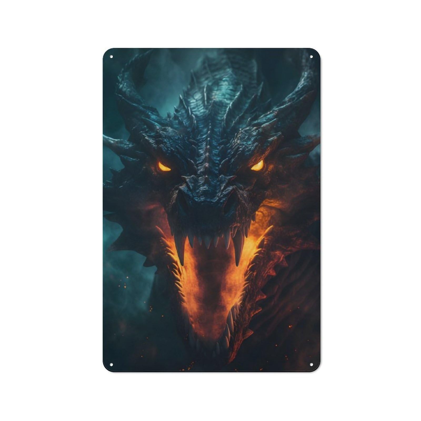 Junmoney Fiery Dragon Breath Rustic Tin Sign 30X20cm For Café Or Restaurant, A Decorative Christmas Gift For Hospitality Interior Collectors