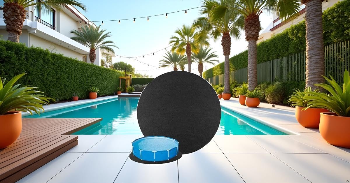 Schwimmbecken Matte Pool Bodenplane Faltbarer Boden-Poolmatte Für Aufstellpools Bis Ø 400 cm, UV-Stabil & Reißfest, Schwarz (4 Meter rund)