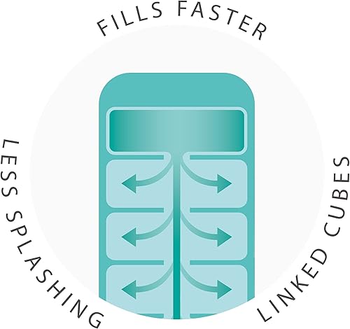 Miniatura 4 de Joseph Joseph Flow - Bandeja para cubitos de hielo fácil de llenar con tapa, apilable, gran capacidad de 14 cubos (paquete de 2), color azul
