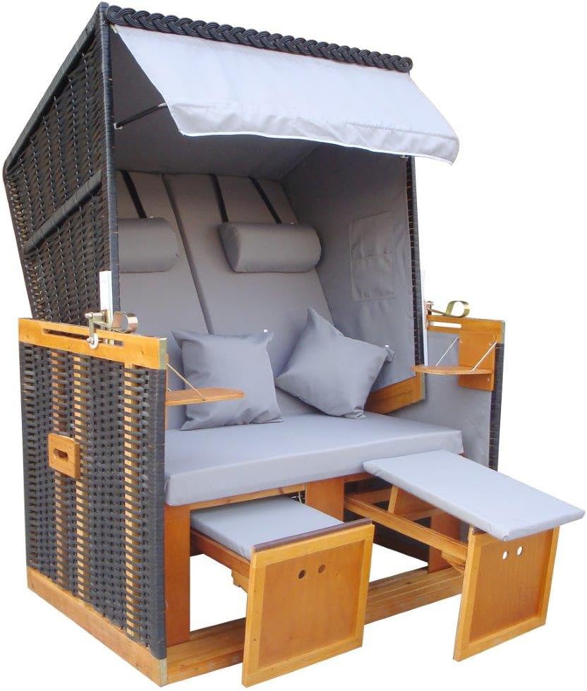 BRUBAKER 2 Person Poly Rattan Wicker Beach Chair