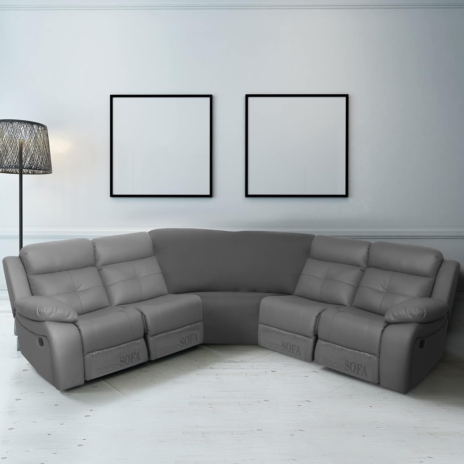 Weysat Corner Sofa Cover Stretch Corner Couch Cover Furniture Protector for Living Room Sectional Recliner Sofa Slipcover Reclining L Shape Couch Additional Seat(Dark Gray,Milk Silk)