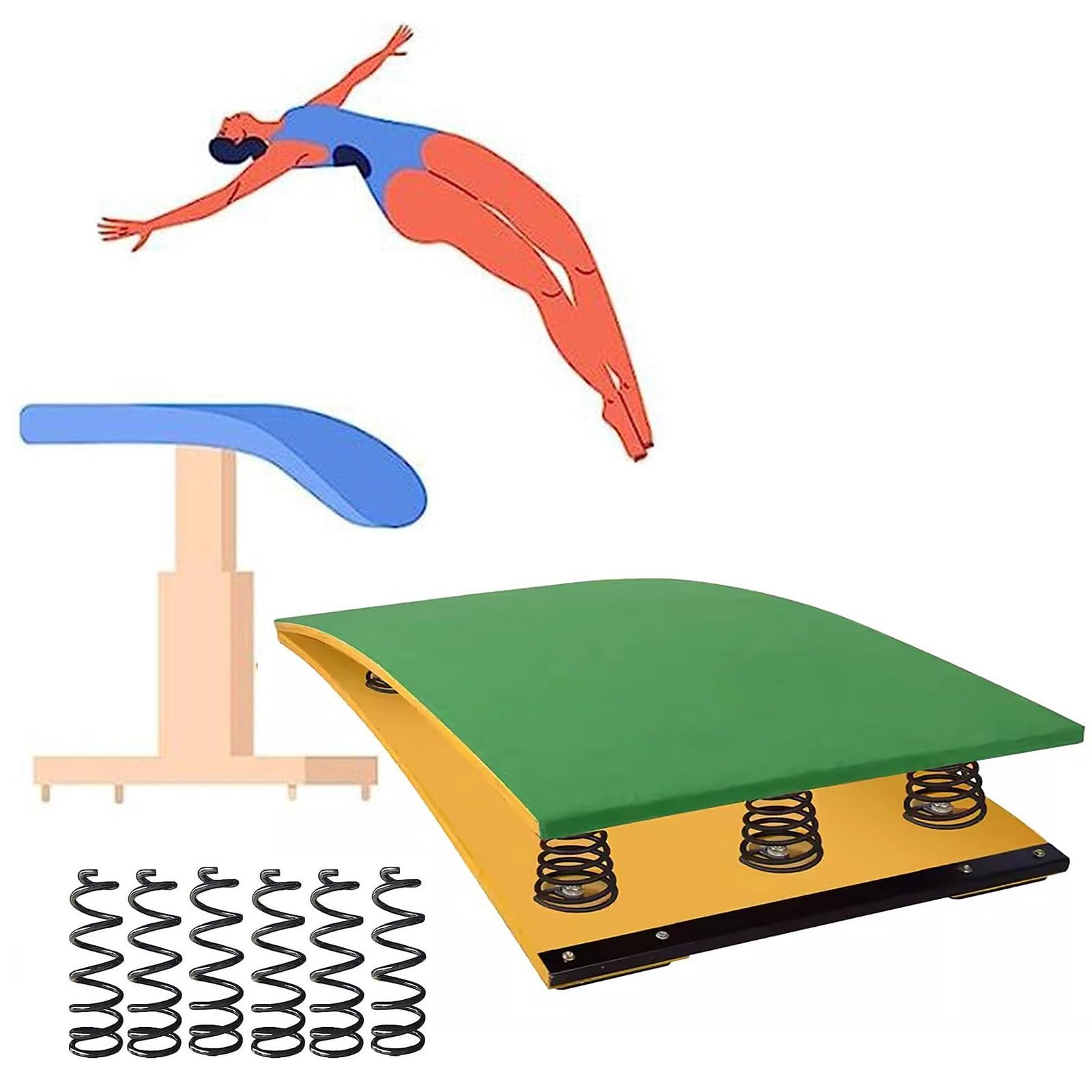 Trampolino Professionale per Centro di Ginnastica, Attrezzatura Sportiva per Volta per Allenamento Atletico/Allenamento di Ginnastica per Esterni al Coperto, Trampolino Curvo in Legno Duro