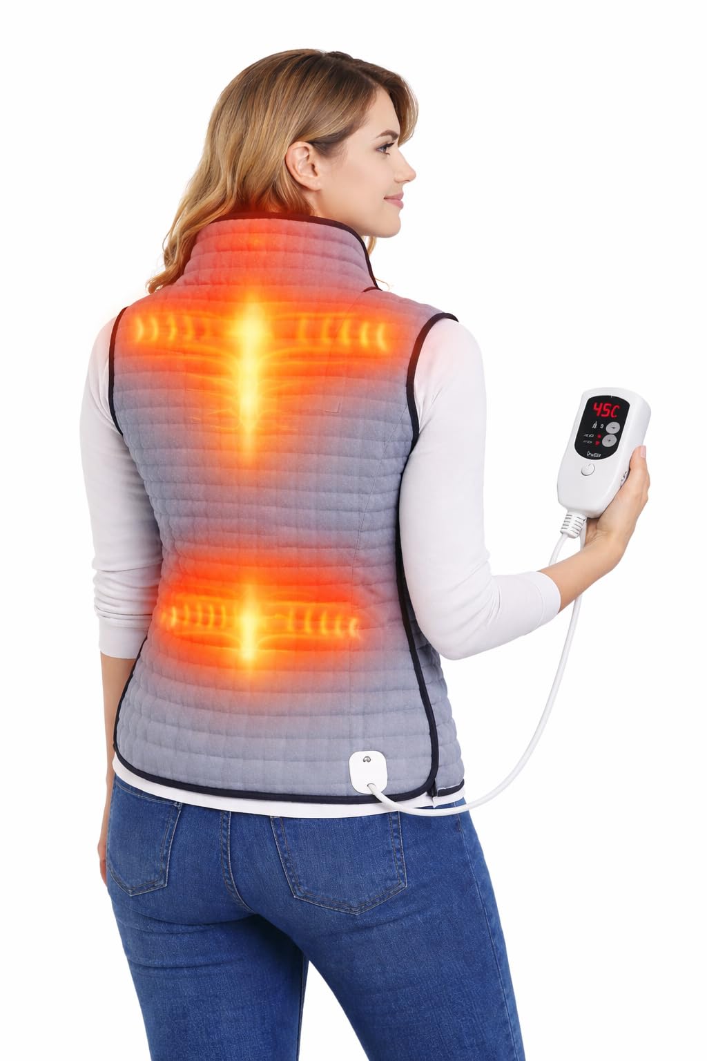 Odessey Heated Back Neck and Shoulder Wrap – Electric Heating Jacket with Digital Temperature Display (20°C-80°C) – Adjustable Velcro Closure & High Collar – Fast-Heating Lightweight Thermal Pad for Pain Relief-image-9