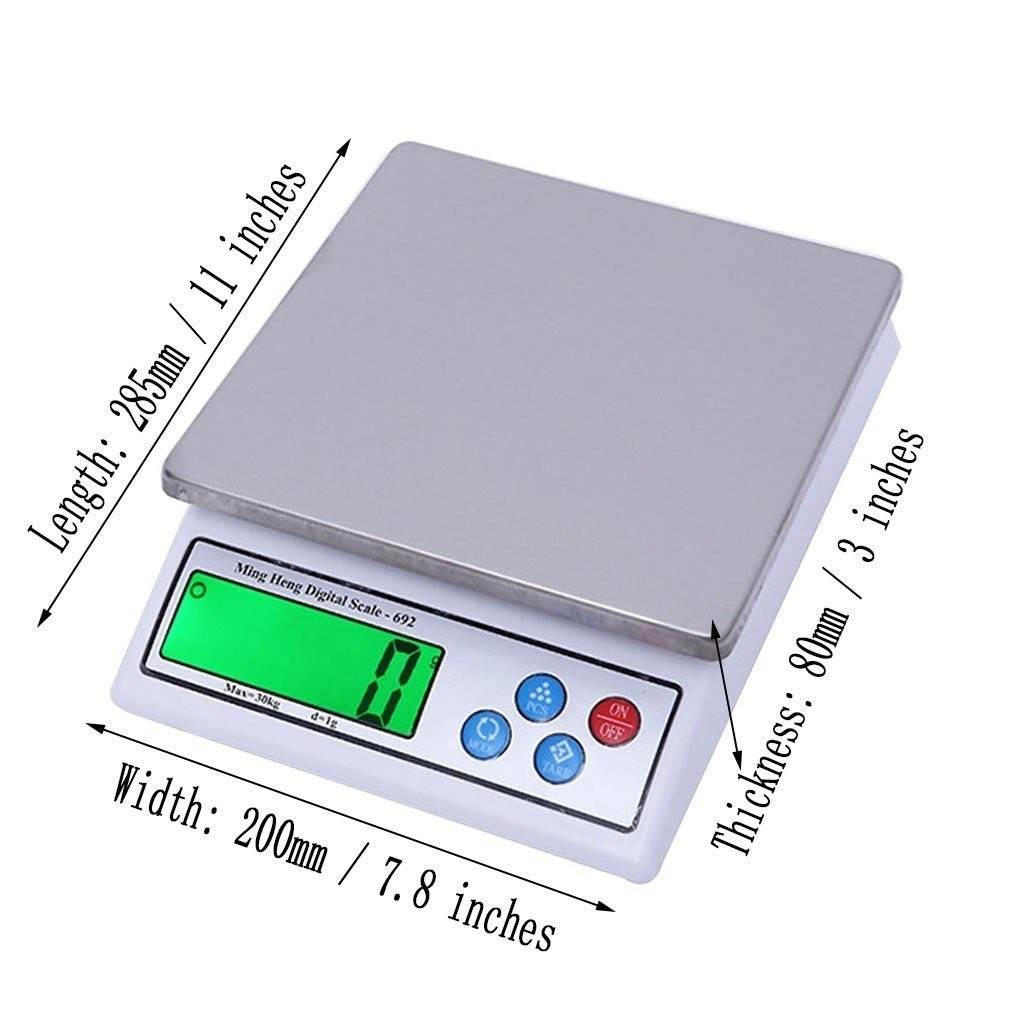 Báscula De Cocina De 30 Kg, 0,1 G, para Análisis De Laboratorio, Alta Precisión, Digital, para Joyería, Electrónica, LCD(Blanco-6Kg/0,1G)