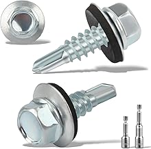 120 x Self-Drilling Screws 4.8 x 16 mm for Metal Tray Steel Roofing Self-Tapping with 2 Hexagonal Sockets Hex Head with Sealing Washer Galvanised Silver
