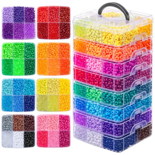 Simetufy 10000PCS Pony Beads Bulk 48 Colors Kandi Bracelet Making Kit