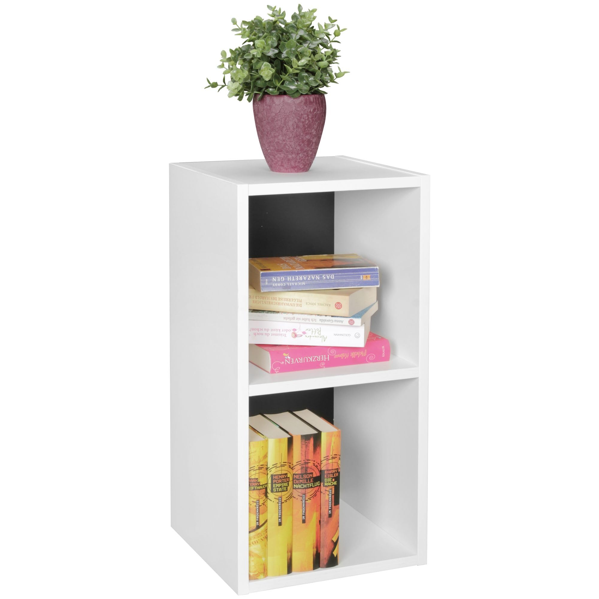 Wohnling Standregal WL5.178 – Holz, 30x60x30 cm, Weiß/Schwarz, 2 Ablagefächer