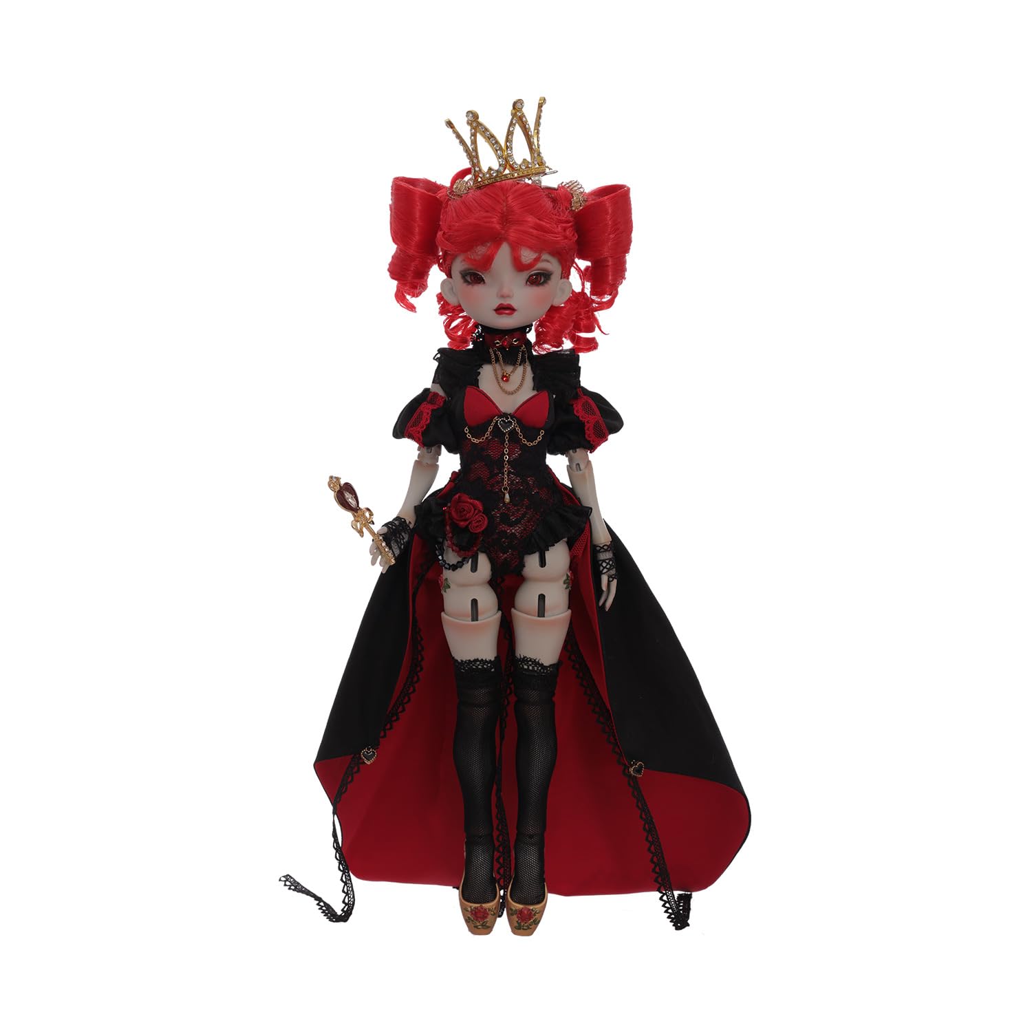Oueneifs BJD Heart 1/6 Red Queen Styling with Red Hair Resin Toys for 15+ Year Old, 33 centimeters