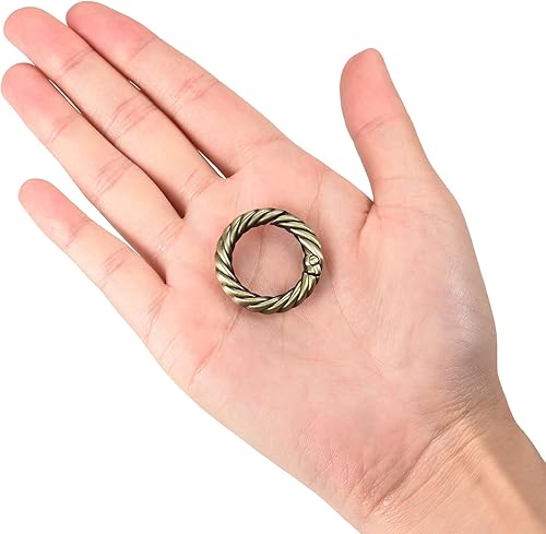 Miniatura 3 de uxcell Anillos tóricos de resorte, ganchos de clip de resorte redondos de metal para bolso, bolso, llavero, accesorios de bricolaje, bronce
