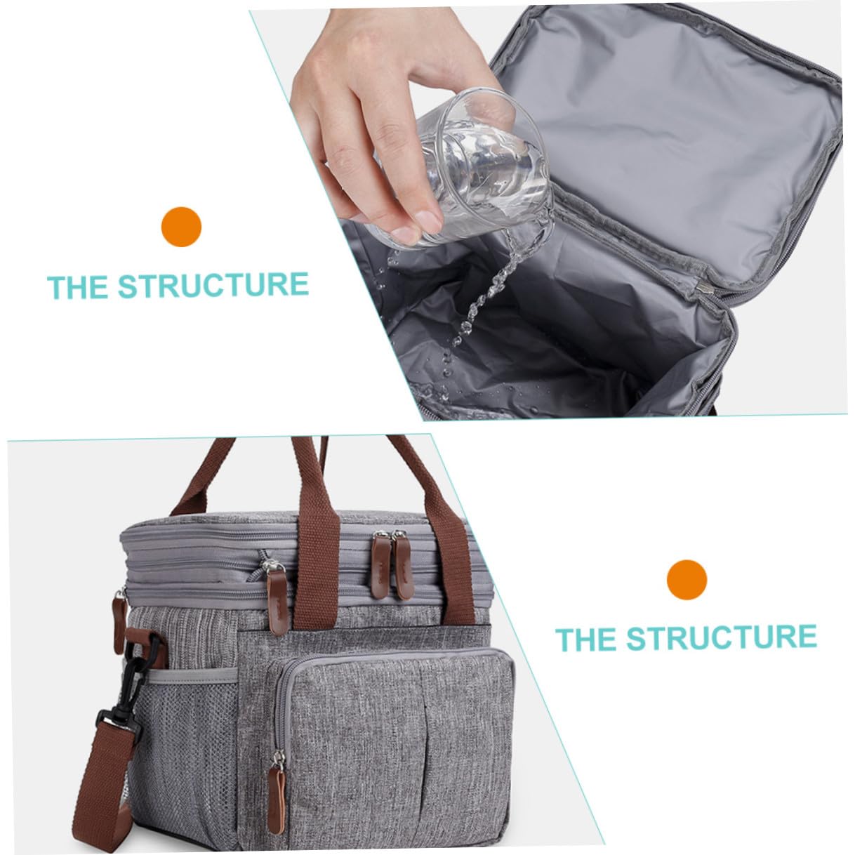 SHINEOFI Wasserdichte Lunchtasche Tragbar für Outdoor-bentotasche Lunchbox mit Netztaschen an Beiden Seiten Robustes Nylonmaterial Ausreichend Platz für Brotdose Snacks und Obst