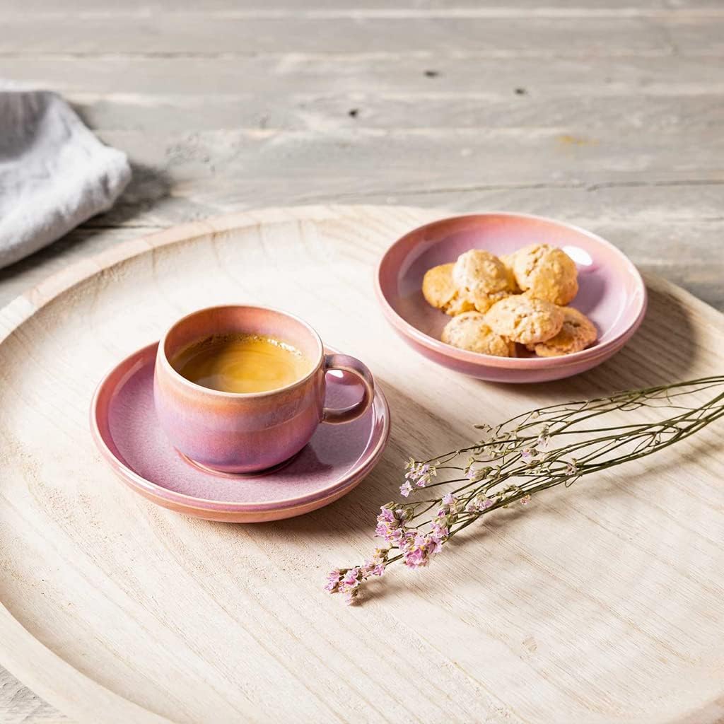 like. by Villeroy & Boch Perlemor Coral Espresso Cup, Premium Porcelain, Made in Germany, Dishwasher and Microwave Safe, 2.5x1.75 in